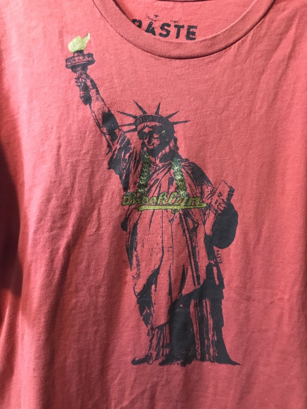 "Brooklyn in the Harbor "by Paste T-shirt in Rust. Size XL - Discontinued